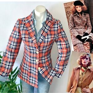 v i n t a g e :: Mod Preppy Plaid Buttoned Blazer Academia